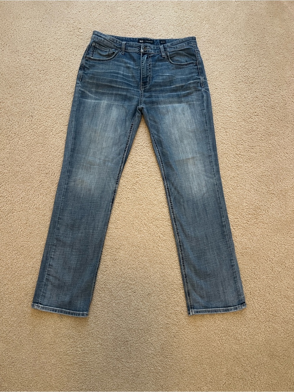 BKE Leather Patch Blue Denim Jeans